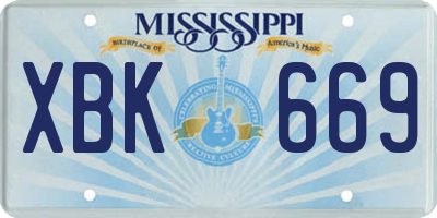 MS license plate XBK669