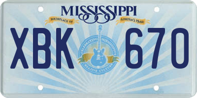 MS license plate XBK670