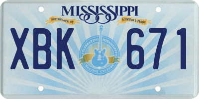 MS license plate XBK671