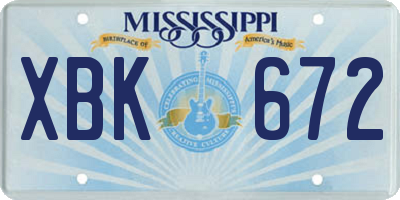 MS license plate XBK672
