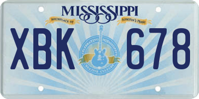 MS license plate XBK678