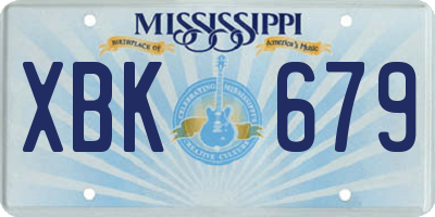 MS license plate XBK679