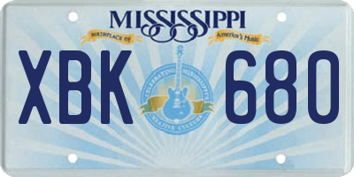 MS license plate XBK680