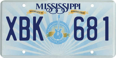 MS license plate XBK681