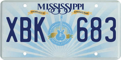 MS license plate XBK683