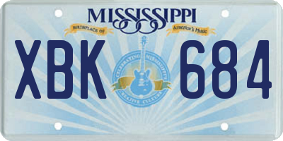 MS license plate XBK684