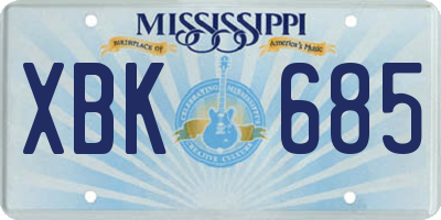 MS license plate XBK685