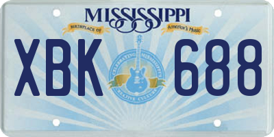 MS license plate XBK688