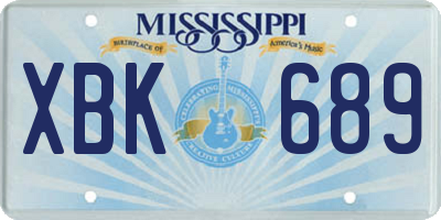 MS license plate XBK689