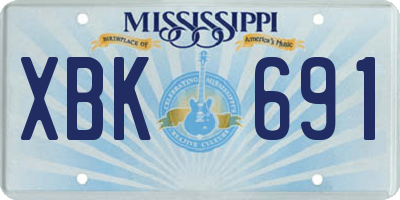 MS license plate XBK691