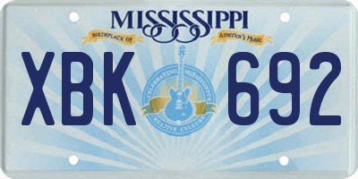 MS license plate XBK692