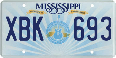 MS license plate XBK693