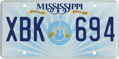 MS license plate XBK694