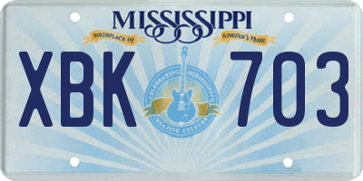 MS license plate XBK703