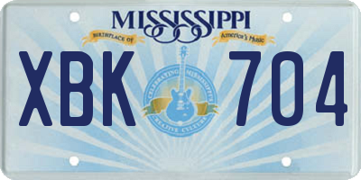 MS license plate XBK704