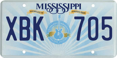 MS license plate XBK705