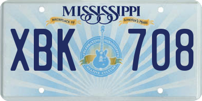 MS license plate XBK708