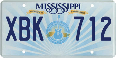 MS license plate XBK712