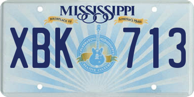 MS license plate XBK713