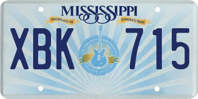 MS license plate XBK715