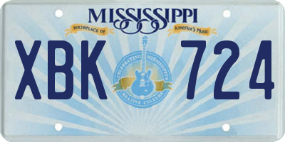 MS license plate XBK724