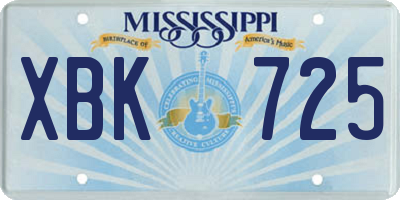 MS license plate XBK725