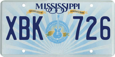 MS license plate XBK726