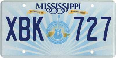 MS license plate XBK727