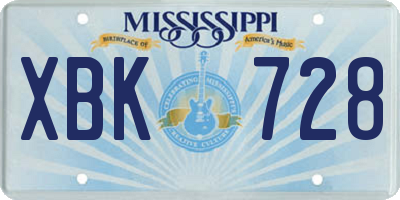 MS license plate XBK728