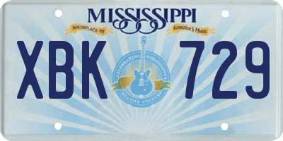MS license plate XBK729