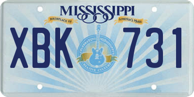 MS license plate XBK731