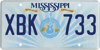 MS license plate XBK733