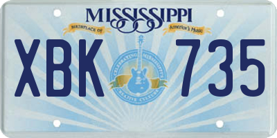 MS license plate XBK735