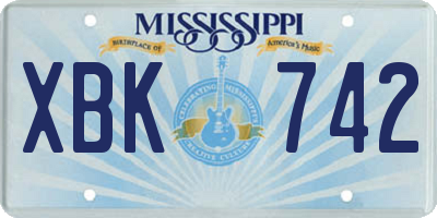 MS license plate XBK742