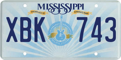 MS license plate XBK743