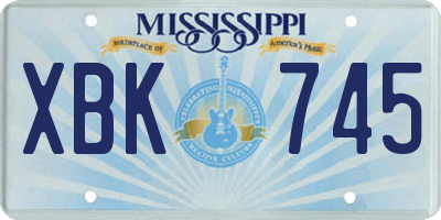 MS license plate XBK745