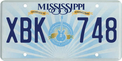 MS license plate XBK748
