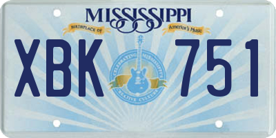 MS license plate XBK751