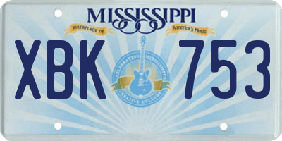MS license plate XBK753