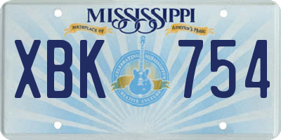 MS license plate XBK754