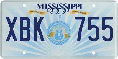 MS license plate XBK755