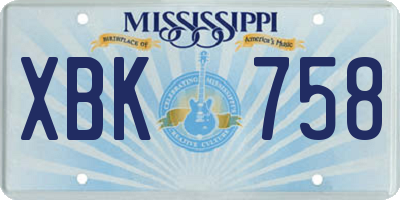 MS license plate XBK758