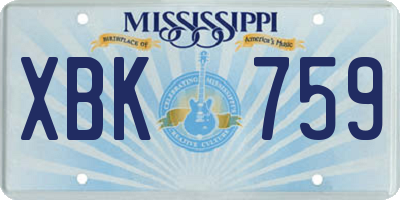 MS license plate XBK759