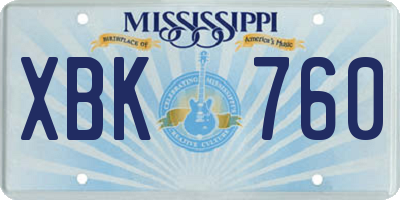 MS license plate XBK760