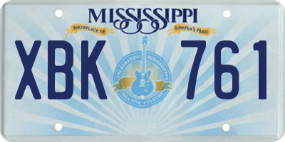 MS license plate XBK761