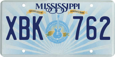 MS license plate XBK762