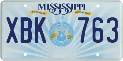MS license plate XBK763