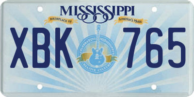 MS license plate XBK765