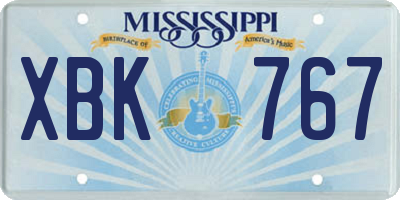 MS license plate XBK767
