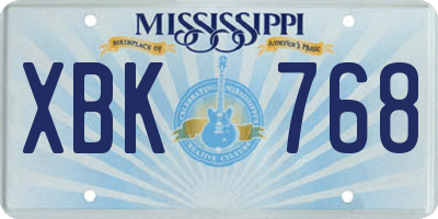 MS license plate XBK768